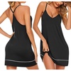 image:imageEkouaer Womens V Neck Racerback Sleeveless NightgownBlack
