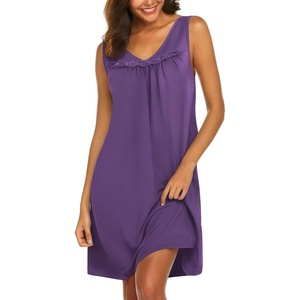 image:imageEkouaer Cotton Nightgowns for Women Sleeveless Night Gown Tank Sleepshirt Wide Strap V Neck Nightshirt S3XLPurple