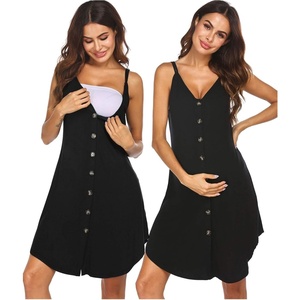 image:imageEkouaer Women 3 in 1 Labor and DeliveryMaternityNursing Nightgown Button Down Sleeveless Pregnancy Dress for BreastfeedingBlack