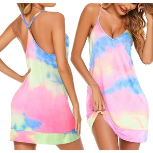 image:imageEkouaer Womens V Neck Racerback Sleeveless NightgownPink Tie Dye