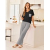image:imageEkouaer Womens 3 Piece Pajama Set Short Sleeve Sleepwear Pj Set Top and Shorts Pants Pjs with PocketsBlack White Stripe