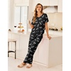 image:imageEkouaer Womens 3 Piece Pajama Set Short Sleeve Sleepwear Pj Set Top and Shorts Pants Pjs with PocketsBlack Zebra