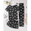 image:imageEkouaer Womens 3 Piece Pajama Set Short Sleeve Sleepwear Pj Set Top and Shorts Pants Pjs with PocketsBlack Zebra