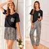 image:imageEkouaer Womens 3 Piece Pajama Set Short Sleeve Sleepwear Pj Set Top and Shorts Pants Pjs with PocketsBrown Leopard