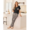 image:imageEkouaer Womens 3 Piece Pajama Set Short Sleeve Sleepwear Pj Set Top and Shorts Pants Pjs with PocketsBrown Leopard