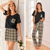 image:imageEkouaer Womens 3 Piece Pajama Set Short Sleeve Sleepwear Pj Set Top and Shorts Pants Pjs with PocketsBrown Plaid