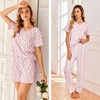 image:imageEkouaer Womens 3 Piece Pajama Set Short Sleeve Sleepwear Pj Set Top and Shorts Pants Pjs with PocketsFlamingo Print