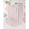 image:imageEkouaer Womens 3 Piece Pajama Set Short Sleeve Sleepwear Pj Set Top and Shorts Pants Pjs with PocketsFlamingo Print