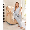 image:imageEkouaer Womens 3 Piece Pajama Set Short Sleeve Sleepwear Pj Set Top and Shorts Pants Pjs with PocketsGray Stripe