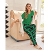 image:imageEkouaer Womens 3 Piece Pajama Set Short Sleeve Sleepwear Pj Set Top and Shorts Pants Pjs with PocketsGreen and Black Plaid