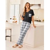 image:imageEkouaer Womens 3 Piece Pajama Set Short Sleeve Sleepwear Pj Set Top and Shorts Pants Pjs with PocketsLight Gray Plaid
