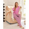 image:imageEkouaer Womens 3 Piece Pajama Set Short Sleeve Sleepwear Pj Set Top and Shorts Pants Pjs with PocketsPink Black Plaid