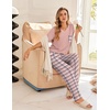 image:imageEkouaer Womens 3 Piece Pajama Set Short Sleeve Sleepwear Pj Set Top and Shorts Pants Pjs with PocketsPink Plaid