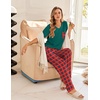 image:imageEkouaer Womens 3 Piece Pajama Set Short Sleeve Sleepwear Pj Set Top and Shorts Pants Pjs with PocketsRed and Green Plaid