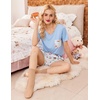 image:imageEkouaer Womens 3 Piece Pajama Set Short Sleeve Sleepwear Pj Set Top and Shorts Pants Pjs with PocketsTeddy Bear