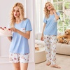 image:imageEkouaer Womens 3 Piece Pajama Set Short Sleeve Sleepwear Pj Set Top and Shorts Pants Pjs with PocketsTeddy Bear