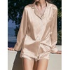 image:imageEkouaer Bridal Feather Pajamas Set Silk Satin Valentines Pj Sets Wedding Pjs Sleepwear with Removable Feather TrimChampagne