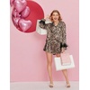 image:imageEkouaer Bridal Feather Pajamas Set Silk Satin Valentines Pj Sets Wedding Pjs Sleepwear with Removable Feather TrimLeopard Print