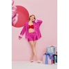 image:imageEkouaer Bridal Feather Pajamas Set Silk Satin Valentines Pj Sets Wedding Pjs Sleepwear with Removable Feather TrimPink Leopard Print