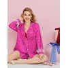 image:imageEkouaer Bridal Feather Pajamas Set Silk Satin Valentines Pj Sets Wedding Pjs Sleepwear with Removable Feather TrimPink Leopard Print
