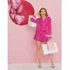 image:imageEkouaer Bridal Feather Pajamas Set Silk Satin Valentines Pj Sets Wedding Pjs Sleepwear with Removable Feather TrimPink Leopard Print