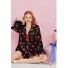 image:imageEkouaer Bridal Feather Pajamas Set Silk Satin Valentines Pj Sets Wedding Pjs Sleepwear with Removable Feather TrimRed Heart