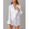 image:imageEkouaer Bridal Feather Pajamas Set Silk Satin Valentines Pj Sets Wedding Pjs Sleepwear with Removable Feather TrimWhite