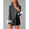 image:imageEkouaer Bridal Feather Pajamas Set Silk Satin Valentines Pj Sets Wedding Pjs Sleepwear with Removable Feather TrimWhite Feather