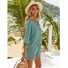 image:imageEkouaer Pajamas Set for Women Half Sleeves Soft Waffle Knit 2 Piece Outfits Lounge Set with Pockets
