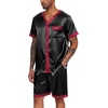 image:imageEkouaer Silk Pajamas for Men Satin Pajama Shorts 2 Piece Button Down Pj Set V Neck Sleepwear Loungewear with Pockets SXXL
