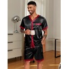image:imageEkouaer Silk Pajamas for Men Satin Pajama Shorts 2 Piece Button Down Pj Set V Neck Sleepwear Loungewear with Pockets SXXL