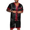 image:imageEkouaer Silk Pajamas for Men Satin Pajama Shorts 2 Piece Button Down Pj Set V Neck Sleepwear Loungewear with Pockets SXXL