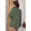 image:imageEkouaer Waffle Knit Lounge Sets for Women Short Sleeve Pajamas Button Down Pjs Oversized Loungewear Shorts SetArmy Green