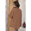 image:imageEkouaer Waffle Knit Lounge Sets for Women Short Sleeve Pajamas Button Down Pjs Oversized Loungewear Shorts SetBrown