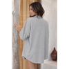 image:imageEkouaer Waffle Knit Lounge Sets for Women Short Sleeve Pajamas Button Down Pjs Oversized Loungewear Shorts SetGray