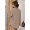 image:imageEkouaer Waffle Knit Lounge Sets for Women Short Sleeve Pajamas Button Down Pjs Oversized Loungewear Shorts SetKhaki
