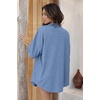 image:imageEkouaer Waffle Knit Lounge Sets for Women Short Sleeve Pajamas Button Down Pjs Oversized Loungewear Shorts SetLake Blue
