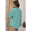 image:imageEkouaer Waffle Knit Lounge Sets for Women Short Sleeve Pajamas Button Down Pjs Oversized Loungewear Shorts SetMint Green