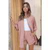 image:imageEkouaer Waffle Knit Lounge Sets for Women Short Sleeve Pajamas Button Down Pjs Oversized Loungewear Shorts SetPink