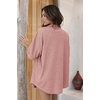 image:imageEkouaer Waffle Knit Lounge Sets for Women Short Sleeve Pajamas Button Down Pjs Oversized Loungewear Shorts SetPink