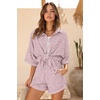 image:imageEkouaer Waffle Knit Lounge Sets for Women Short Sleeve Pajamas Button Down Pjs Oversized Loungewear Shorts SetPink Dye