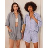 image:imageEkouaer Waffle Knit Lounge Sets for Women Short Sleeve Pajamas Button Down Pjs Oversized Loungewear Shorts SetPurple Dye