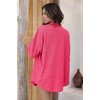 image:imageEkouaer Waffle Knit Lounge Sets for Women Short Sleeve Pajamas Button Down Pjs Oversized Loungewear Shorts SetRose Red