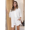 image:imageEkouaer Waffle Knit Lounge Sets for Women Short Sleeve Pajamas Button Down Pjs Oversized Loungewear Shorts SetWhite