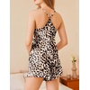 image:imageEkouaer Satin Pajama Set for Women 2 Piece Camisole Top and Shorts Silk Lingerie with Ruffle Floral NightwearBrown Leopard