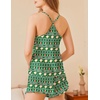 image:imageEkouaer Satin Pajama Set for Women 2 Piece Camisole Top and Shorts Silk Lingerie with Ruffle Floral NightwearGreen Christmas Teddy