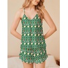 image:imageEkouaer Satin Pajama Set for Women 2 Piece Camisole Top and Shorts Silk Lingerie with Ruffle Floral NightwearGreen Christmas Teddy