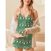 image:imageEkouaer Satin Pajama Set for Women 2 Piece Camisole Top and Shorts Silk Lingerie with Ruffle Floral NightwearGreen Christmas Teddy