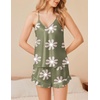 image:imageEkouaer Satin Pajama Set for Women 2 Piece Camisole Top and Shorts Silk Lingerie with Ruffle Floral NightwearGreen Flower