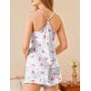 image:imageEkouaer Satin Pajama Set for Women 2 Piece Camisole Top and Shorts Silk Lingerie with Ruffle Floral NightwearLeopard Flower